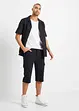 Lang cargo-bermudashorts i bomullstrikot, Regular Fit, bonprix