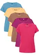 Topp med rund hals, kort arm (5-pack), bonprix