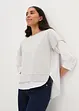 Bluse med sweat-besetning, 3/4-lang arm, bonprix