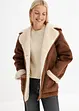 Shearling-jakke med hette, bonprix