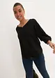 Langermet bluse i lett viskose med V-hals, bonprix