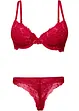 Vattert BH og stringtruse i blondemateriale (2-delt sett), bonprix