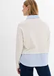 Genser i finstrikk med bluse-innfelling, bonprix