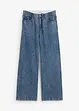 Wide Leg-jeans, Mid Waist, komfortlinning med strass, bonprix