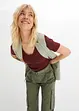Ribbet topp med blonde, bonprix
