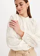 Lett transparent bluse med blomsterapplikasjon, bonprix