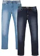 Regular Fit-jeans med stretch i lett denim, Straight (2-pack), bonprix