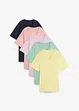 Vid lang topp med V-utringning, kort arm (5-pack), bonprix