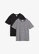 Henley T-skjorte (2-pack) i ren økologisk bomull, bonprix