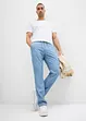 Lett Regular Fit slip on-jeans  med lin, Straight, bonprix