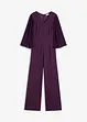 Jersey jumpsuit med plisserte ermer i tynn chiffon, bonprix