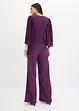 Jersey jumpsuit med plisserte ermer i tynn chiffon, bonprix