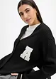 Oversized cardigan med broderi, bonprix