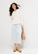 Jeansskjørt Mid Waist, midi lengde, Super Soft, bonprix
