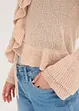 Finstrikket cardigan med rysjer, bonprix