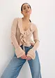 Finstrikket cardigan med rysjer, bonprix