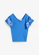 Strikket topp med silke og ermer i chiffon, bonprix