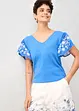Strikket topp med silke og ermer i chiffon, bonprix