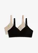Vattert bralette uten bøyle med økologisk bomull (2-pack), bonprix