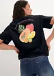 Oversized topp med trykk, bonprix