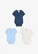 Omslagsbodyer til baby i 100% økologisk bomull med korte ermer (3-pack), bonprix