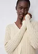 Hullstrikket cardigan med lin, bonprix