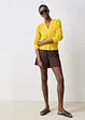 Hullstrikket cardigan med lin, bonprix