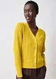 Hullstrikket cardigan med lin, bonprix