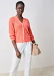 Hullstrikket cardigan med lin, bonprix