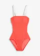 Badedrakt i strukturmateriale med transparente stropper, bonprix