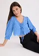 Bluse med hullbroderi og puffermer, bonprix