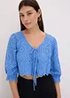 Bluse med hullbroderi og puffermer, bonprix
