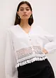 Bluse med crochet-innfelling og frynser, bonprix