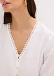 Bluse med crochet-innfelling og frynser, bonprix