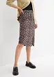 Skjørt med leopardprint og splitt, bonprix