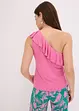 One shoulder-topp i myk viskosemiks med volang, bonprix