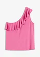 One shoulder-topp i myk viskosemiks med volang, bonprix