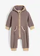 Fleeceoverall med hette og bamse-applikasjon, bonprix