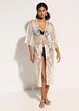 Transparent strandkimono med blonder, bonprix