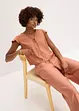 Bluse med volangermer i glansfull stil, bonprix