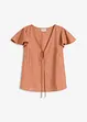 Bluse med volangermer i glansfull stil, bonprix