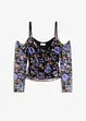 Cold-shoulder-topp i lett mesh, bonprix
