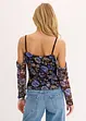 Cold-shoulder-topp i lett mesh, bonprix
