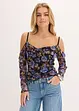 Cold-shoulder-topp i lett mesh, bonprix