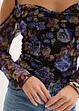 Cold-shoulder-topp i lett mesh, bonprix