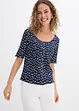 Ribbet topp med blomsterprint, halvlange ermer, bonprix