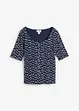 Ribbet topp med blomsterprint, halvlange ermer, bonprix