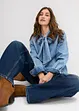 Jeansbluse med sløyfe, bonprix