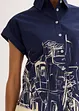 Oversized, kortermet poplinbluse av bomull, bonprix