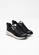 Trendy sneakers fra Tamaris med glitrende overmateriale og detaljer i reptil- og lakkstil, Tamaris